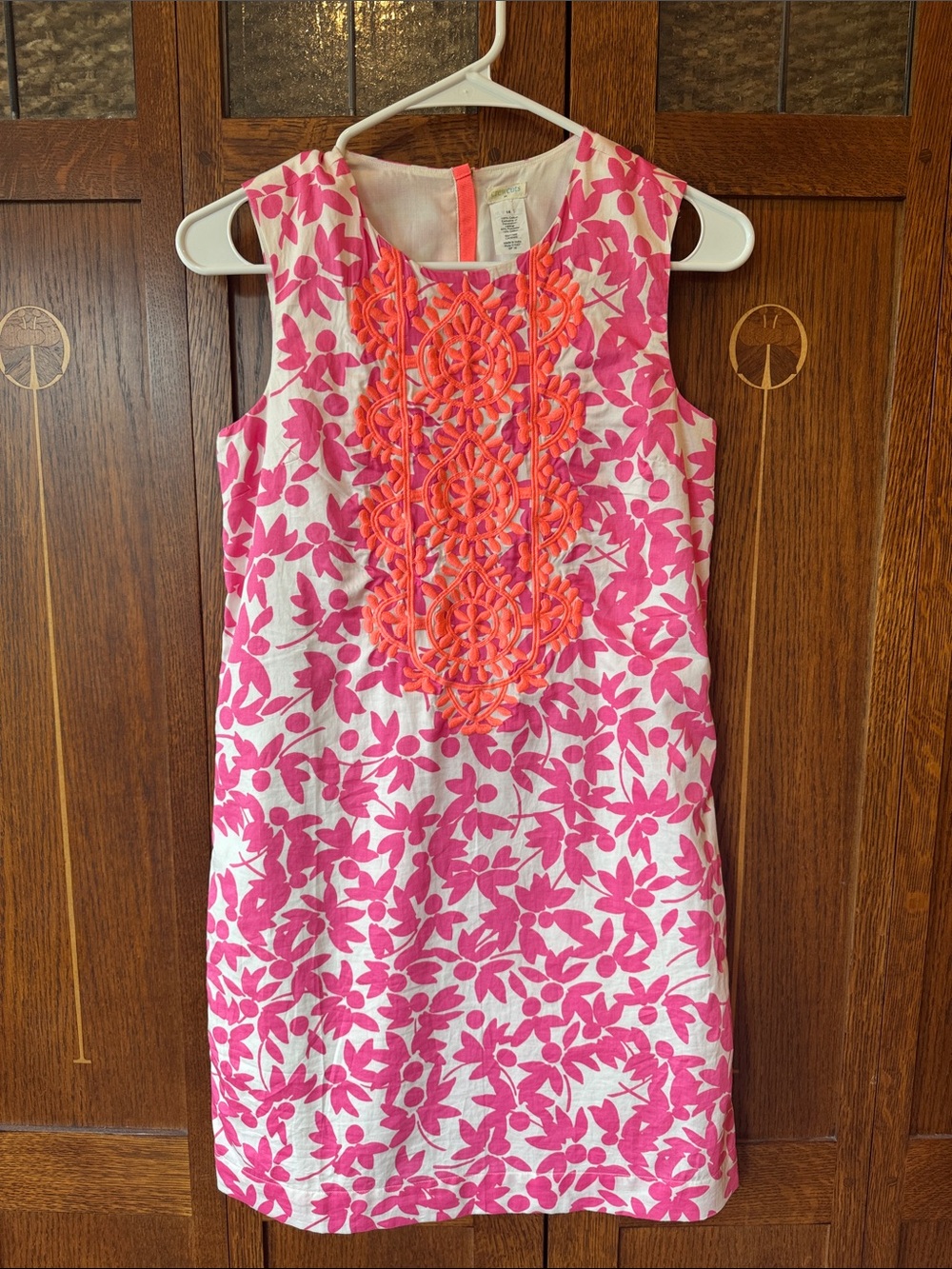 Crewcuts Pink and Coral Embroidered Floral Shift Dress